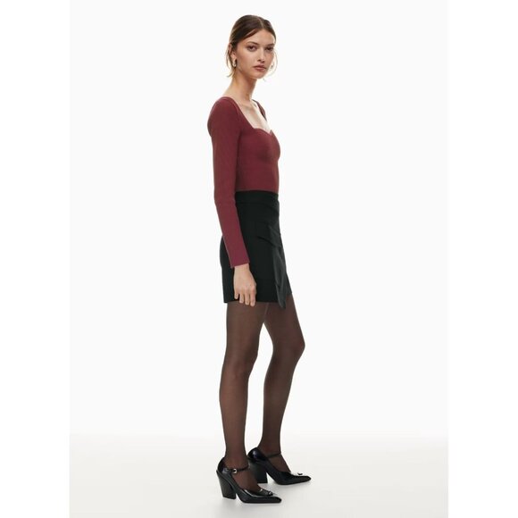 NWOT Aritzia BABATON Sculpt Knit Burgundy Sweetheart Long Sleeve Top, Size S - Picture 13 of 16